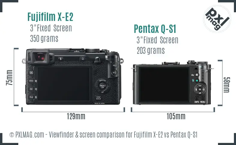 Fujifilm X-E2 vs Pentax Q-S1 Screen and Viewfinder comparison Fujifilm X-E2 vs Pentax Q-S1 Screen and Viewfinder comparison