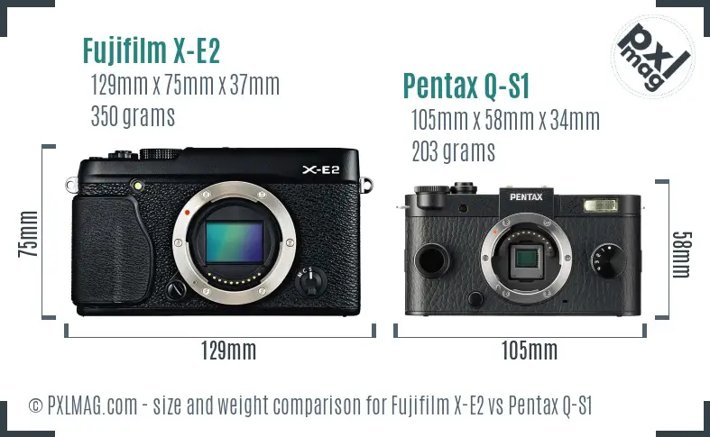 Fujifilm X-E2 vs Pentax Q-S1 size comparison Fujifilm X-E2 vs Pentax Q-S1 size comparison