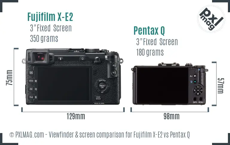 Fujifilm X-E2 vs Pentax Q Screen and Viewfinder comparison