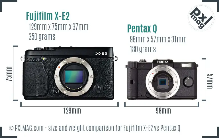 Fujifilm X-E2 vs Pentax Q size comparison