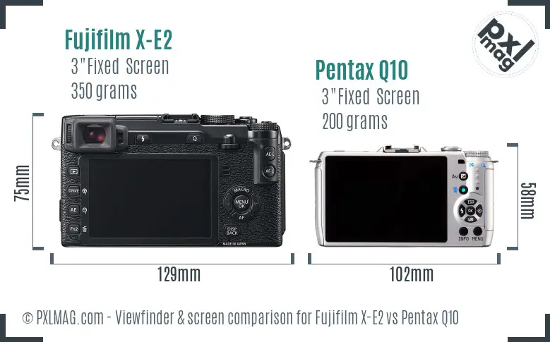 Fujifilm X-E2 vs Pentax Q10 Screen and Viewfinder comparison