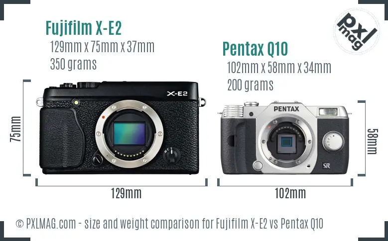 Fujifilm X-E2 vs Pentax Q10 size comparison
