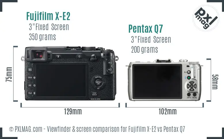 Fujifilm X-E2 vs Pentax Q7 Screen and Viewfinder comparison