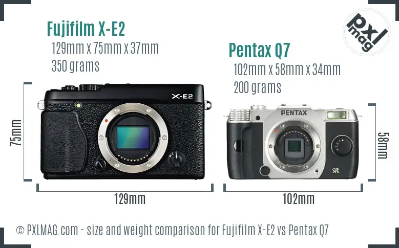 Fujifilm X-E2 vs Pentax Q7 size comparison