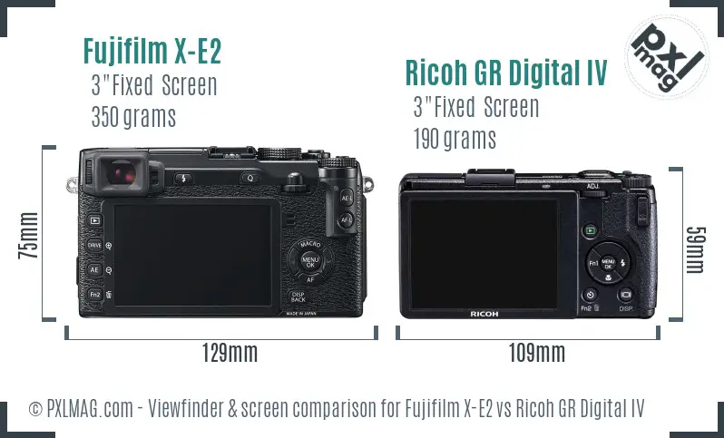 Fujifilm X-E2 vs Ricoh GR Digital IV Screen and Viewfinder comparison