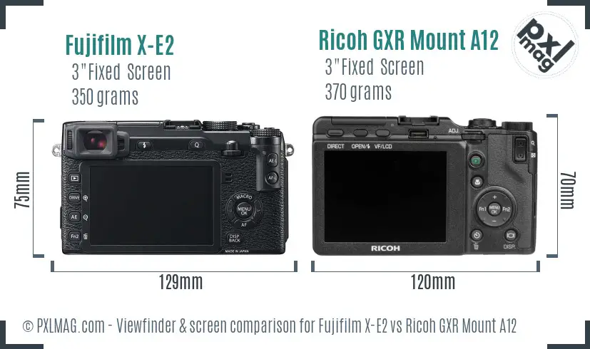 Fujifilm X-E2 vs Ricoh GXR Mount A12 Screen and Viewfinder comparison