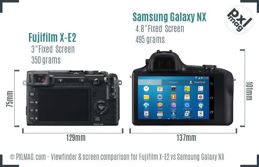 Fujifilm X-E2 vs Samsung Galaxy NX Screen and Viewfinder comparison