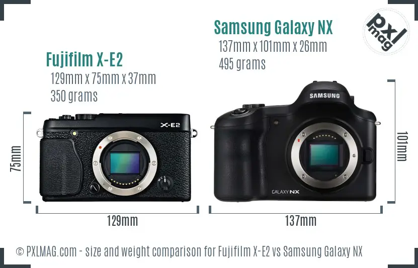 Fujifilm X-E2 vs Samsung Galaxy NX size comparison