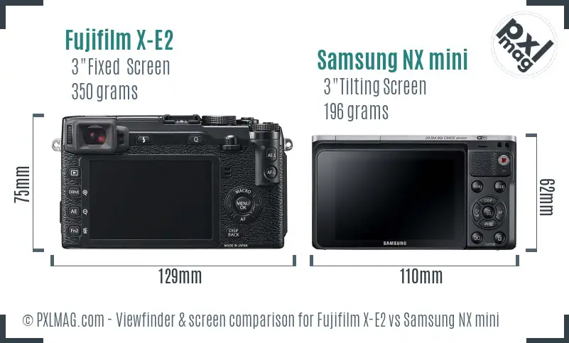 Fujifilm X-E2 vs Samsung NX mini Screen and Viewfinder comparison