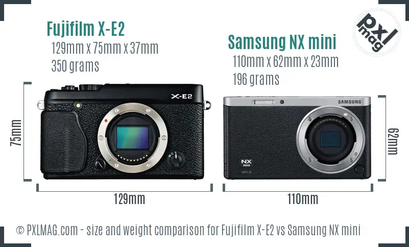 Fujifilm X-E2 vs Samsung NX mini size comparison