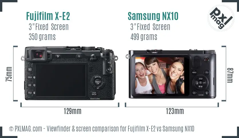 Fujifilm X-E2 vs Samsung NX10 Screen and Viewfinder comparison