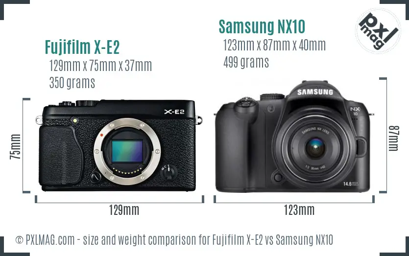 Fujifilm X-E2 vs Samsung NX10 size comparison