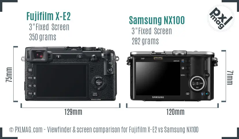 Fujifilm X-E2 vs Samsung NX100 Screen and Viewfinder comparison