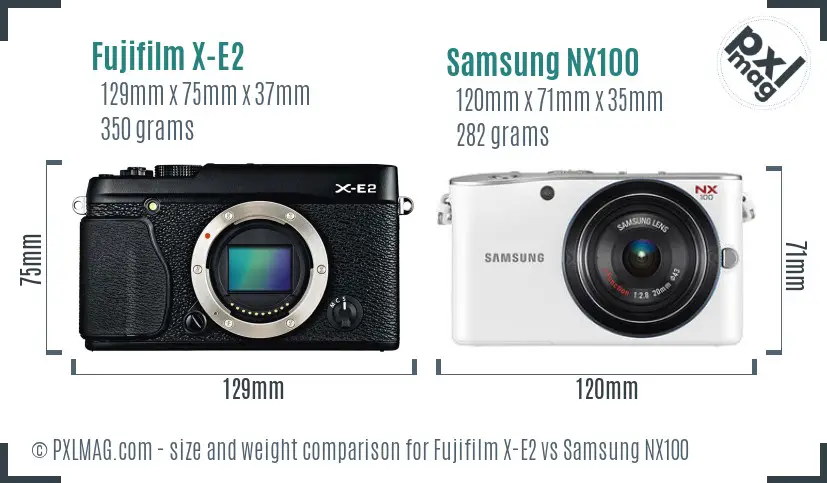 Fujifilm X-E2 vs Samsung NX100 size comparison