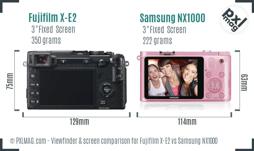 Fujifilm X-E2 vs Samsung NX1000 Screen and Viewfinder comparison