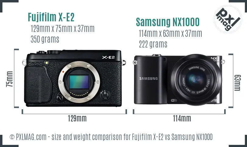 Fujifilm X-E2 vs Samsung NX1000 size comparison