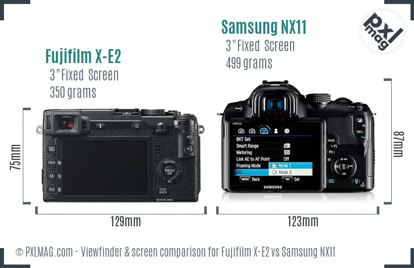 Fujifilm X-E2 vs Samsung NX11 Screen and Viewfinder comparison Fujifilm X-E2 vs Samsung NX11 Screen and Viewfinder comparison