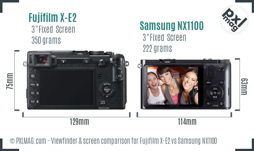 Fujifilm X-E2 vs Samsung NX1100 Screen and Viewfinder comparison