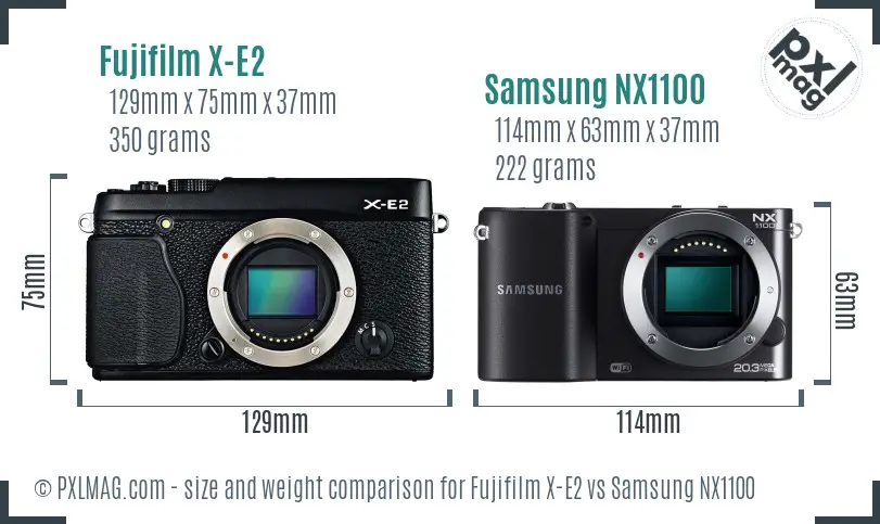 Fujifilm X-E2 vs Samsung NX1100 size comparison