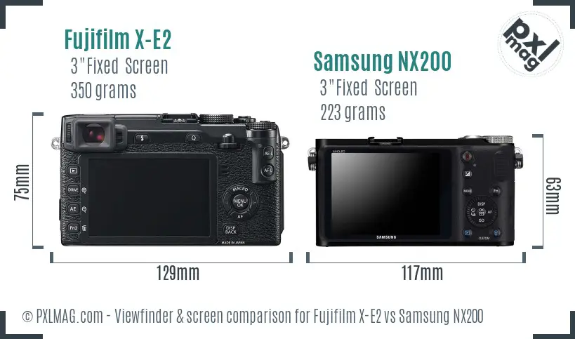Fujifilm X-E2 vs Samsung NX200 Screen and Viewfinder comparison