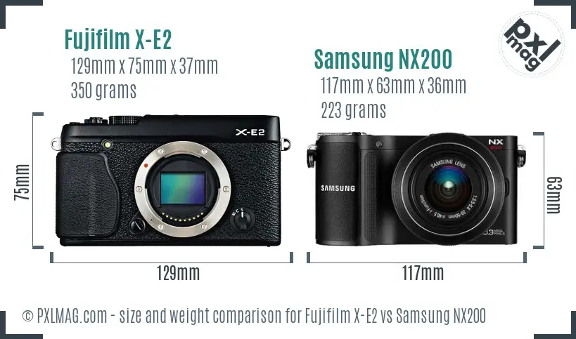 Fujifilm X-E2 vs Samsung NX200 size comparison