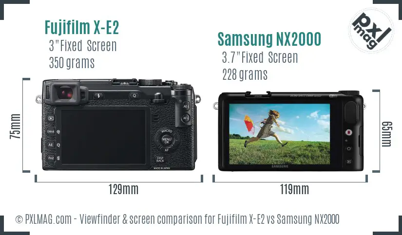 Fujifilm X-E2 vs Samsung NX2000 Screen and Viewfinder comparison