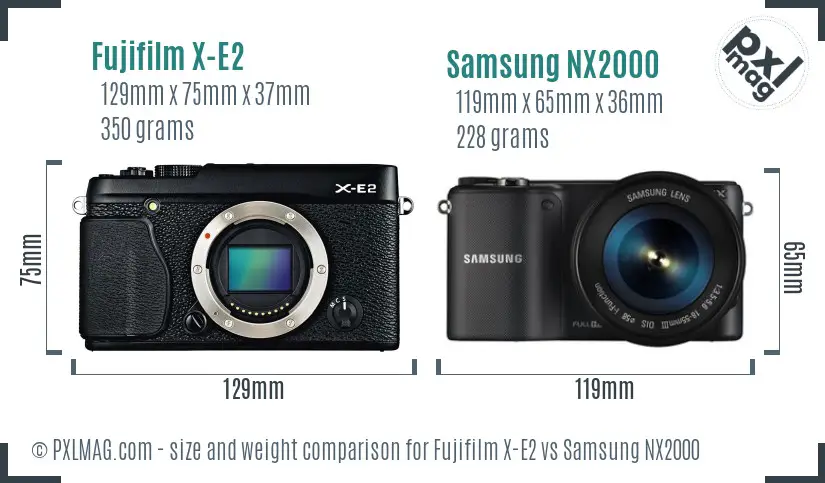 Fujifilm X-E2 vs Samsung NX2000 size comparison