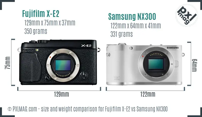 Fujifilm X-E2 vs Samsung NX300 size comparison