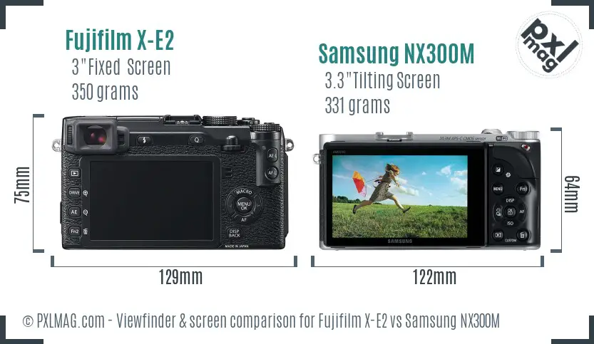 Fujifilm X-E2 vs Samsung NX300M Screen and Viewfinder comparison