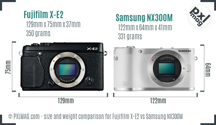 Fujifilm X-E2 vs Samsung NX300M size comparison