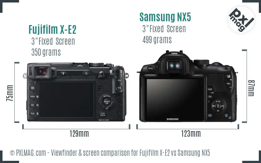 Fujifilm X-E2 vs Samsung NX5 Screen and Viewfinder comparison