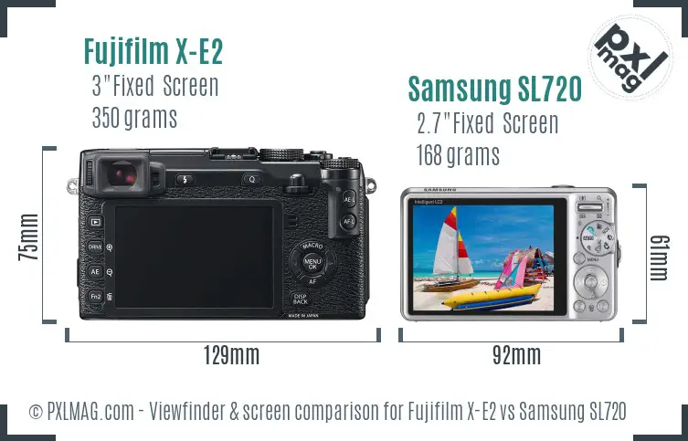 Fujifilm X-E2 vs Samsung SL720 Screen and Viewfinder comparison
