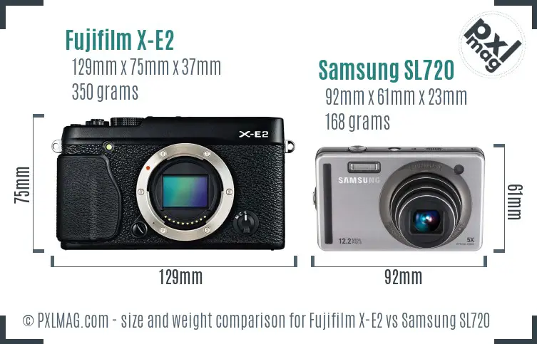 Fujifilm X-E2 vs Samsung SL720 size comparison