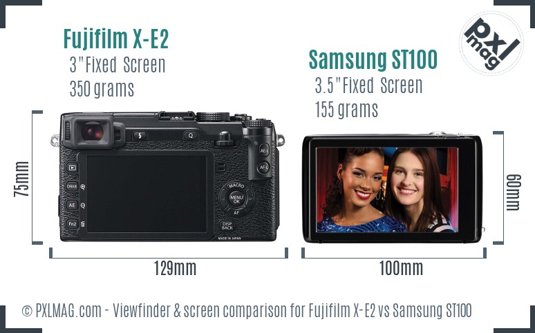 Fujifilm X-E2 vs Samsung ST100 Screen and Viewfinder comparison