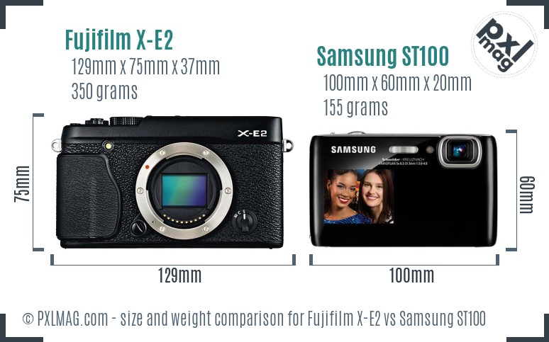 Fujifilm X-E2 vs Samsung ST100 size comparison