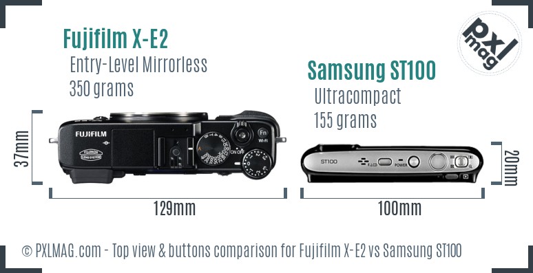 Fujifilm X-E2 vs Samsung ST100 top view buttons comparison