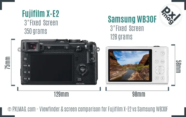 Fujifilm X-E2 vs Samsung WB30F Screen and Viewfinder comparison