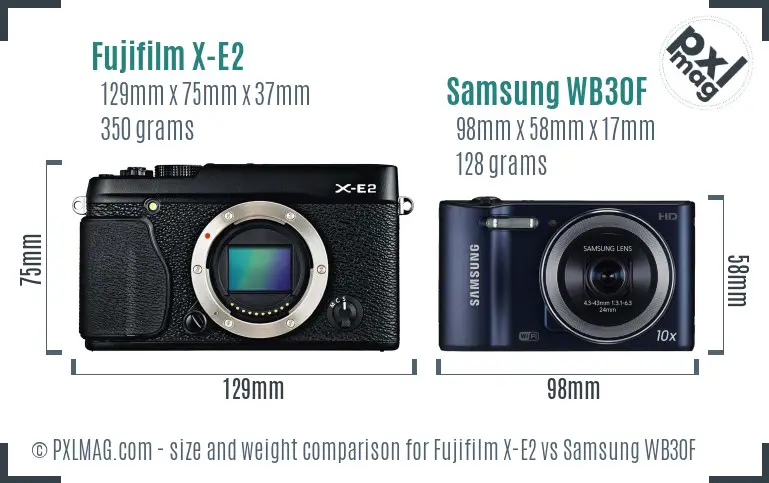 Fujifilm X-E2 vs Samsung WB30F size comparison