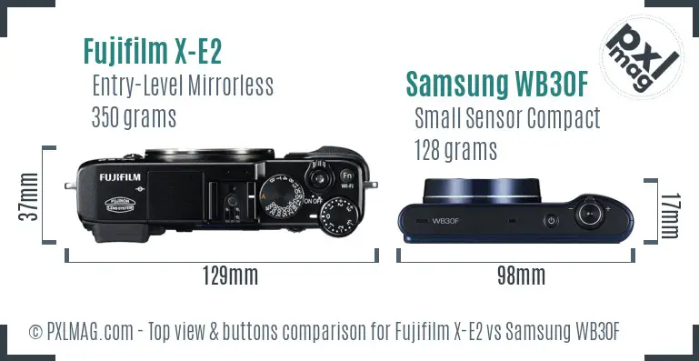 Fujifilm X-E2 vs Samsung WB30F top view buttons comparison