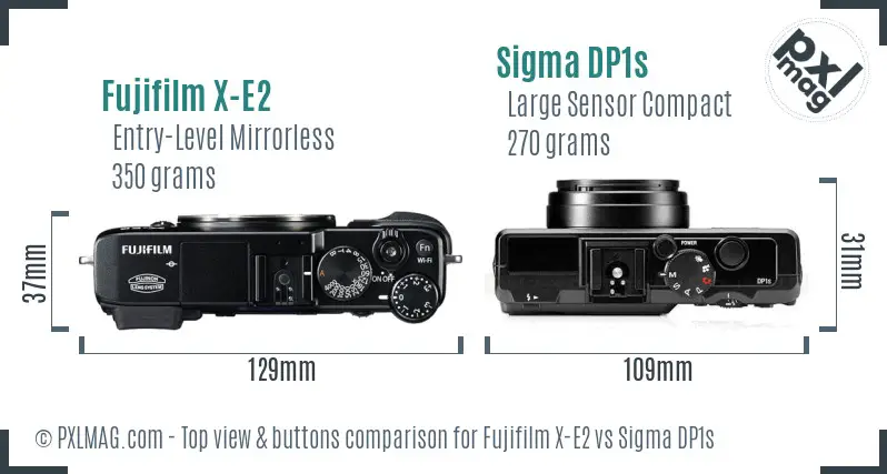 Fujifilm X-E2 vs Sigma DP1s top view buttons comparison