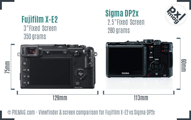 Fujifilm X-E2 vs Sigma DP2x Screen and Viewfinder comparison