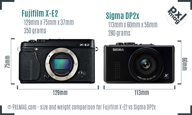 Fujifilm X-E2 vs Sigma DP2x size comparison