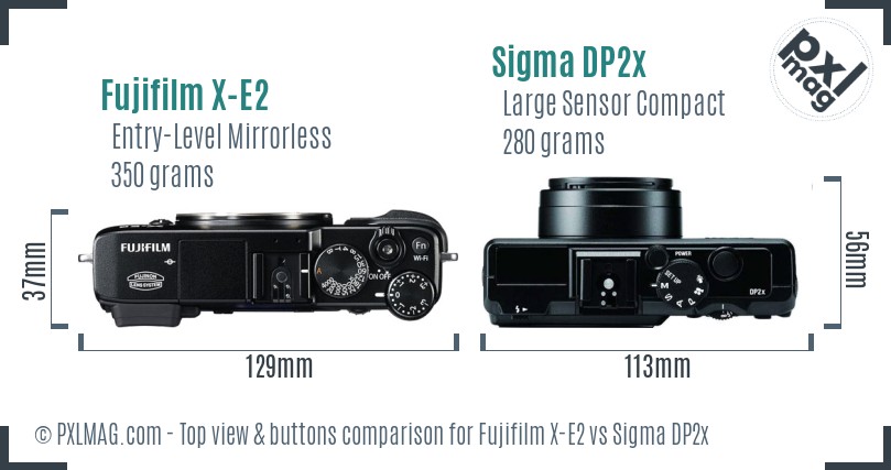 Fujifilm X-E2 vs Sigma DP2x top view buttons comparison