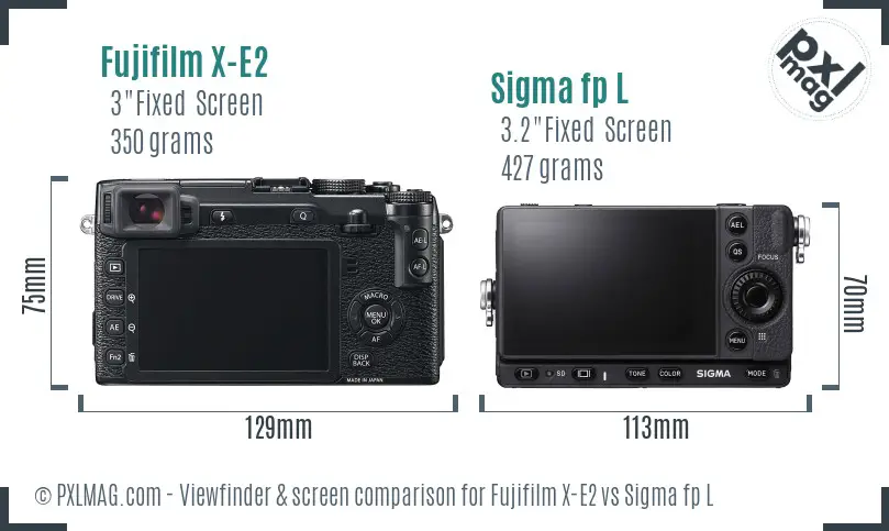 Fujifilm X-E2 vs Sigma fp L Screen and Viewfinder comparison
