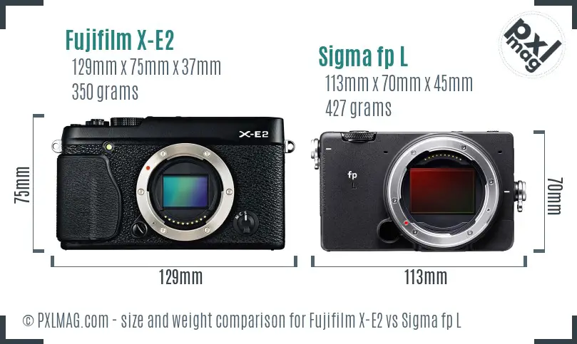 Fujifilm X-E2 vs Sigma fp L size comparison
