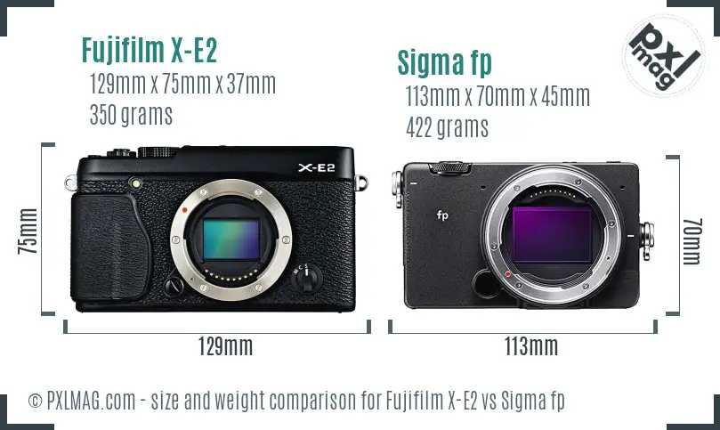 Fujifilm X-E2 vs Sigma fp size comparison
