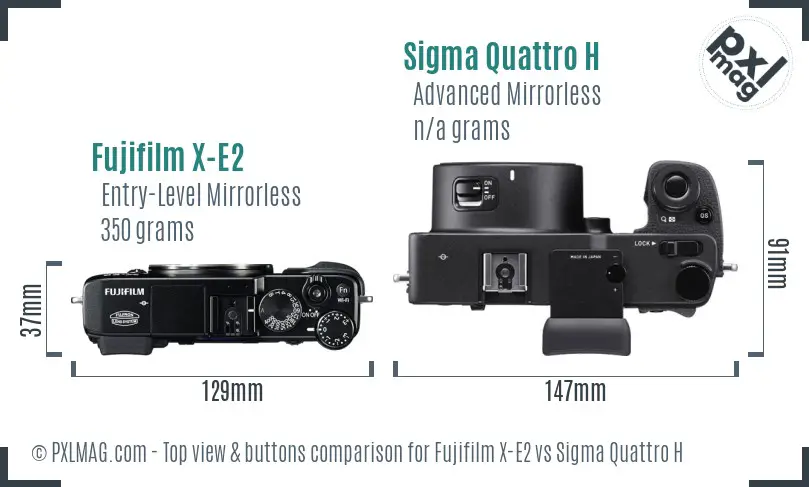 Fujifilm X-E2 vs Sigma Quattro H top view buttons comparison