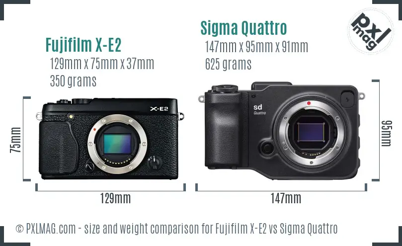Fujifilm X-E2 vs Sigma Quattro size comparison