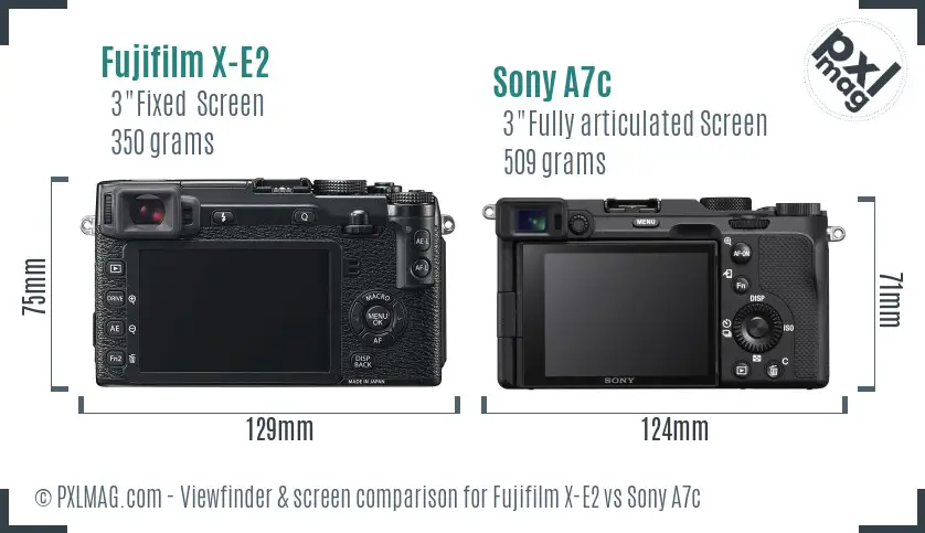 Fujifilm X-E2 vs Sony A7c Screen and Viewfinder comparison