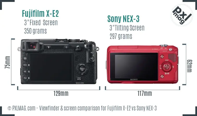 Fujifilm X-E2 vs Sony NEX-3 Screen and Viewfinder comparison